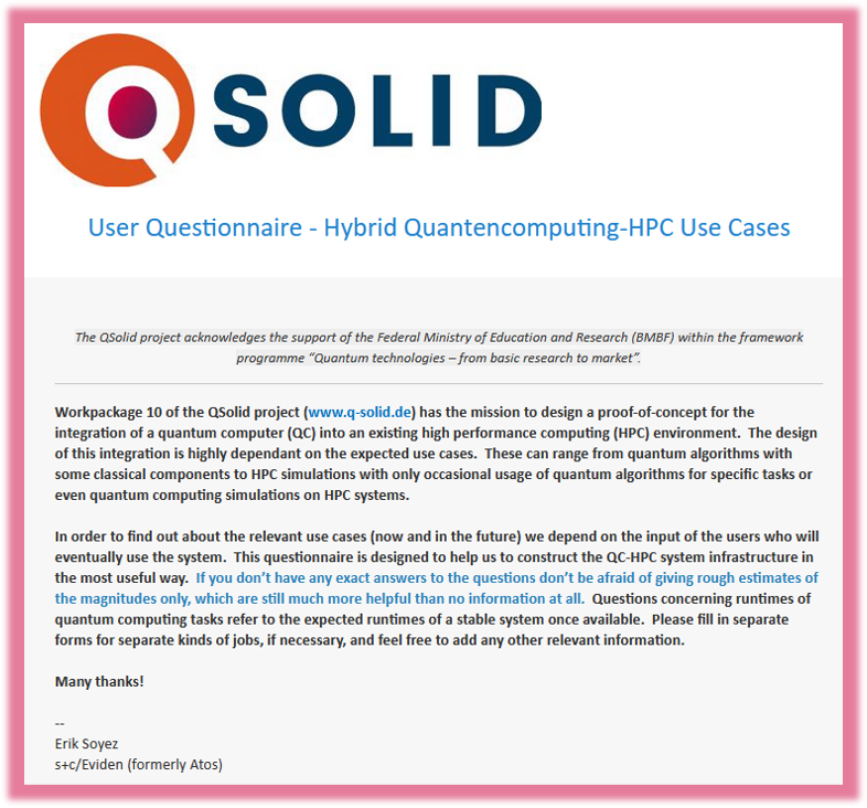 QSolid User Questionnaire – Hybrid Quantum Computing - HPC Use Cases ...